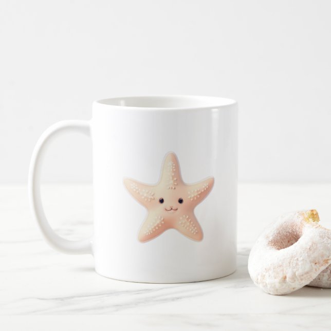 Cute Pink Starfish Kaffeetasse (Mit Donut)