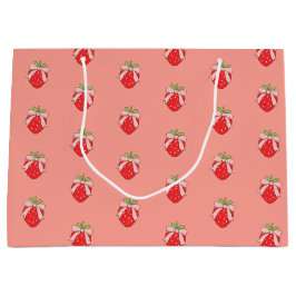 Cute Pink Strawberry  Große Geschenktüte
