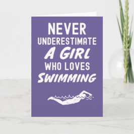Cute Pink Swimmer Cards For Baby Girls Kids Swim Karte