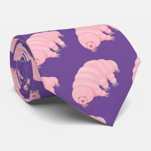 Cute pink tardigrade water bear cartoon krawatte