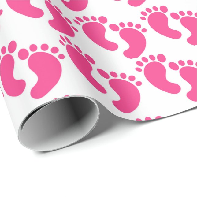 Cute pink tiled baby feet pattern geschenkpapier (Rolleneckpunkt)
