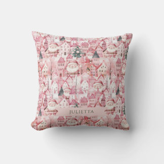 Cute Pink Town Santa Claus Christmas  Kissen