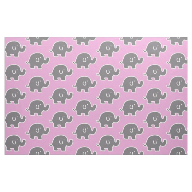 Cute-Pink und Graue Elefantenmuster Stoff (Fat Quarter (45,7 x 55,9 cm))