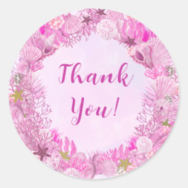 Cute Pink Under the Sea Girl Baby Shower Runder Aufkleber