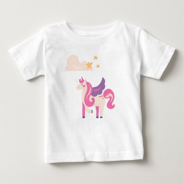 Cute Pink Unicorn Baby T-Shirt (Vorderseite)