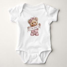 CUTE PINK VALENTINES DAY TEDDY BEAR BABY STRAMPLER