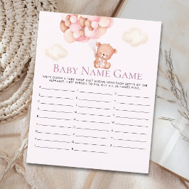 Cute Pink Watercolor Bear Baby Shower