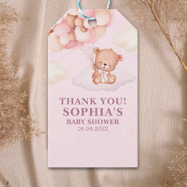 Cute Pink Watercolor Bear Baby Shower Girl Geschenkanhänger