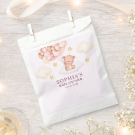 Cute Pink Watercolor Bear Baby Shower Girl Geschenktütchen