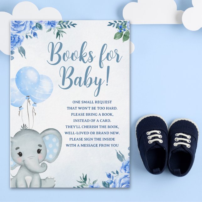 Cute Pink Watercolor Elephant, Baby Shower Boy Begleitkarte (Von Creator hochgeladen)