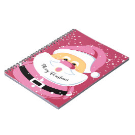 Cute pink whimsical Santa Claus Christmas holiday Notizblock