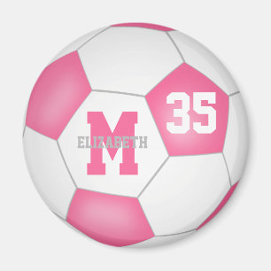 cute pink white girls custom soccer  magnet