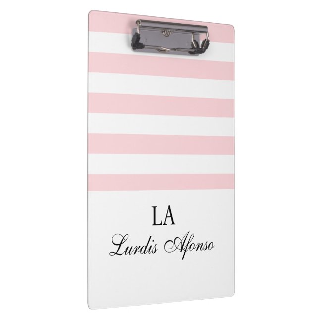 Cute Pink & White Stripe Clipboard  Klemmbrett (Rechts)
