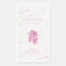 Cute Pink Winter Snowflake Ballerina Baby Shower 