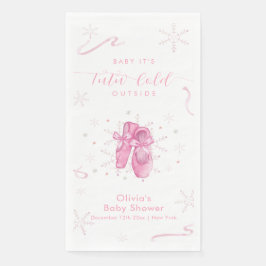 Cute Pink Winter Snowflake Ballerina Baby Shower  Serviette