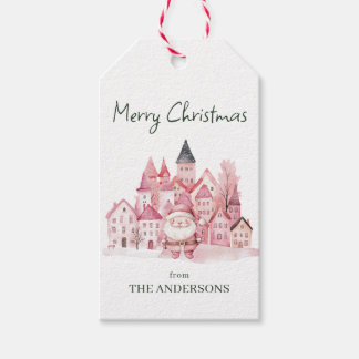 Cute Pink Winter Town Modern Christmas Geschenkanhänger