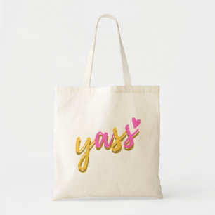 Cute Pink Yellow Yass Letter Tote Bag Tragetasche