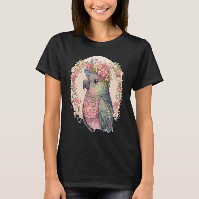 Cute Pionus Parrot Bird Flower Crown Pet Birds T-Shirt (Vorderseite)