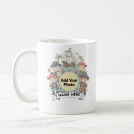 Cute Pirate Adventure Custom Photo  Name Kids Mug Kaffeetasse