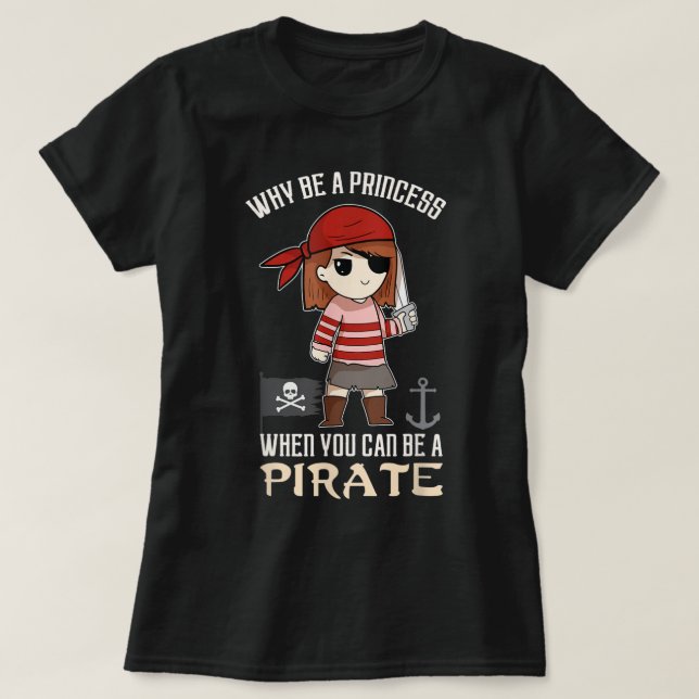 Cute Pirate Girl Empowerment Design T-Shirt (Design vorne)