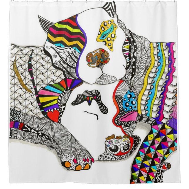 Cute Pit Bull Love You Duschvorhang (Vorderseite)