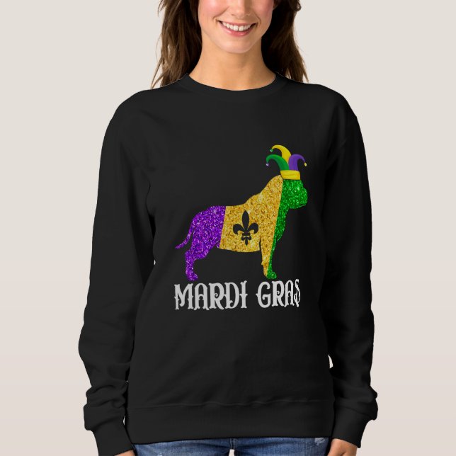 Cute Pitbull Dog Lover Mardi Gras Party Jester Mas Sweatshirt (Vorderseite)