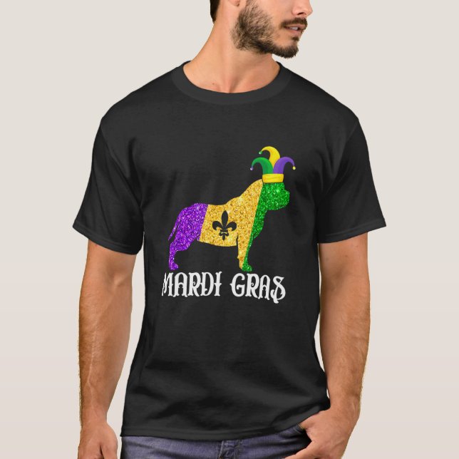 Cute Pitbull Dog Lover Mardi Gras Party Jester Mas T-Shirt (Vorderseite)