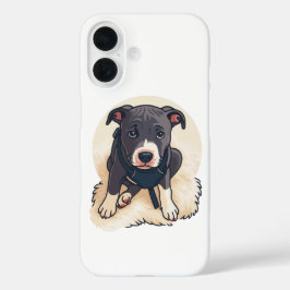 Cute Pitbull Puppy Dog Cartoon Design iPhone 16 Hülle
