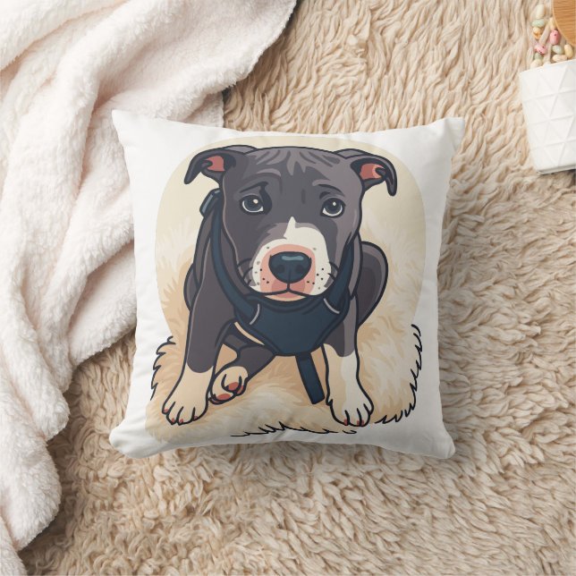 Cute Pitbull Puppy Dog Cartoon Design Kissen (Decke)
