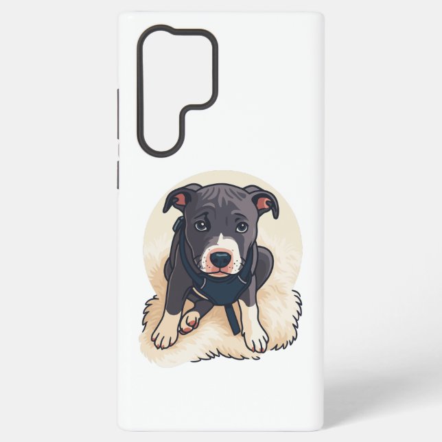 Cute Pitbull Puppy Dog Cartoon Design Samsung Galaxy Hülle (Rückseite)