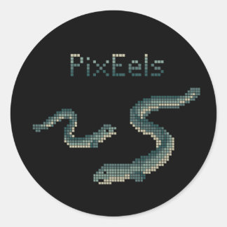 Cute "PixEels" Pixelated Eels Graphic Runder Aufkleber