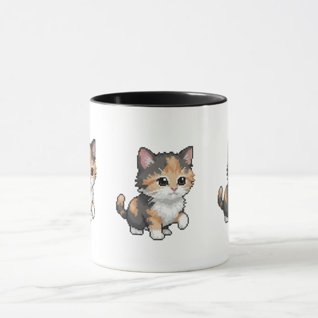 Cute Pixel Art Kitten Mug Tasse (Zentrum)