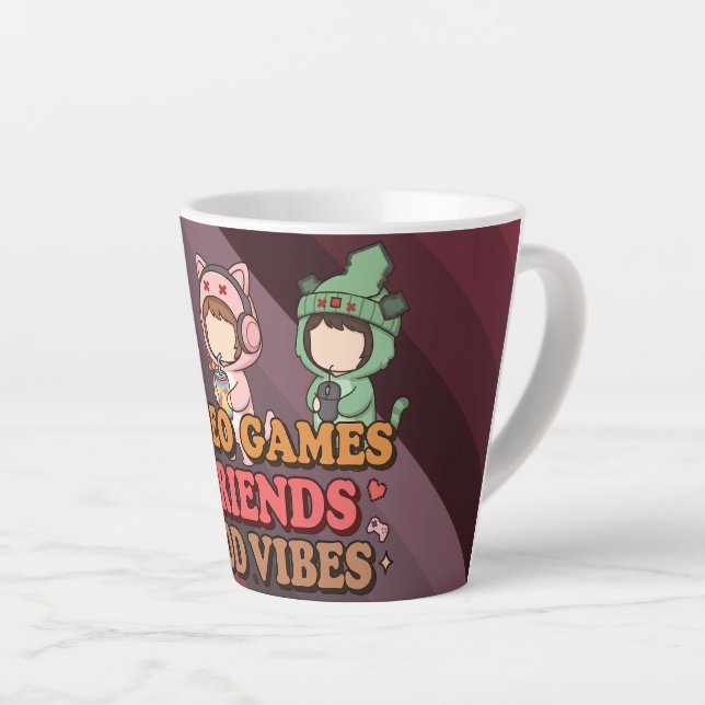 Cute Pixel Gamer Friends Art Piece Milchtasse (Rechte Ecke)