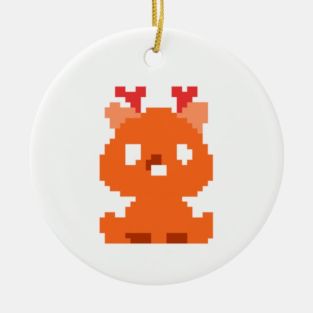 Cute pixeled deer baby playing cards drawstring ba keramik ornament (Vorne)