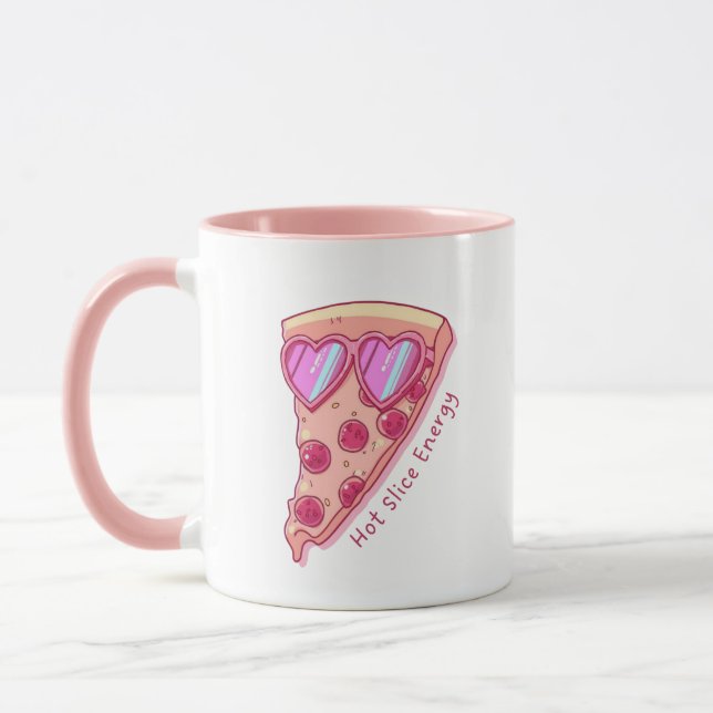 Cute Pizza Lover Mug with Pink Heart Sunglasses Tasse (Links)