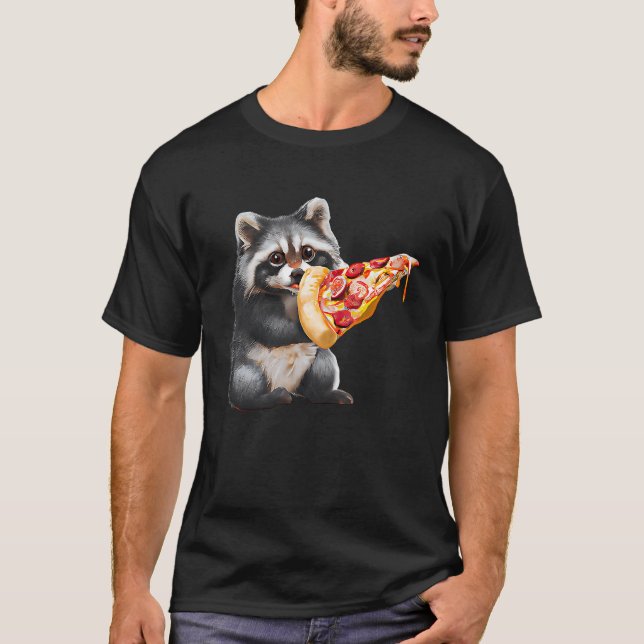 Cute Pizza Raccoon T-Shirt (Vorderseite)