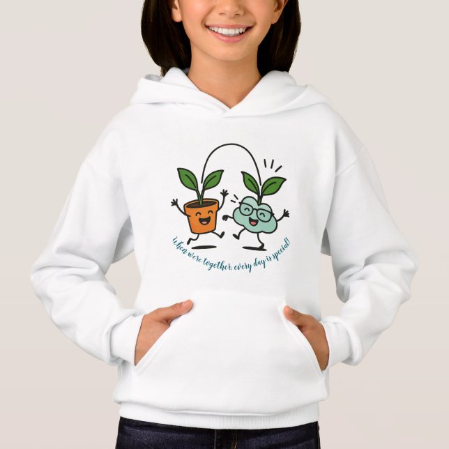 Cute Plant and Cloud Friends Kids Hoodie  (Vorderseite)