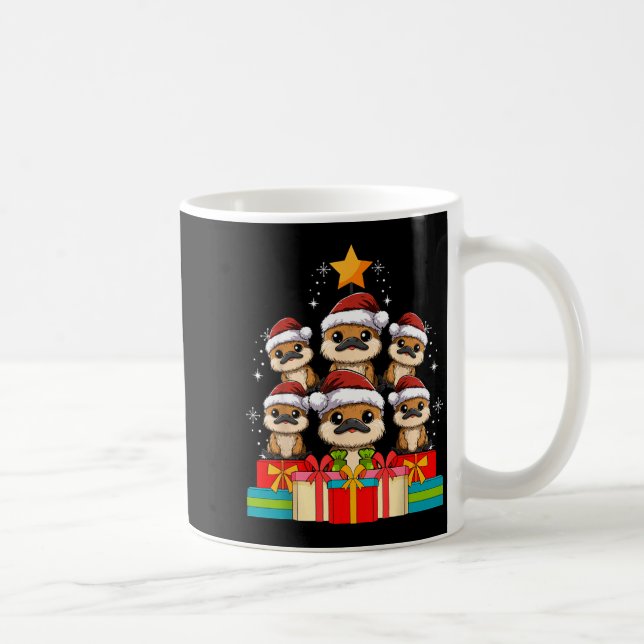 Cute Platypus Le Christmas Tree Xmas Hat  Kaffeetasse (Rechts)