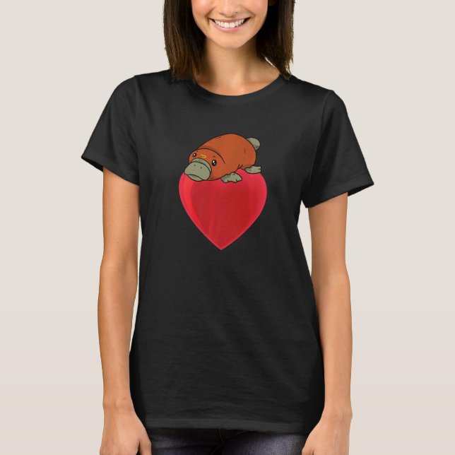 Cute Platypus On Heart Apparel Platypuses T-Shirt (Vorderseite)