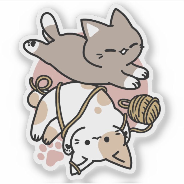 Cute Playful Cats Design – Fun Paws and Play Art Aufkleber (Vorderseite)