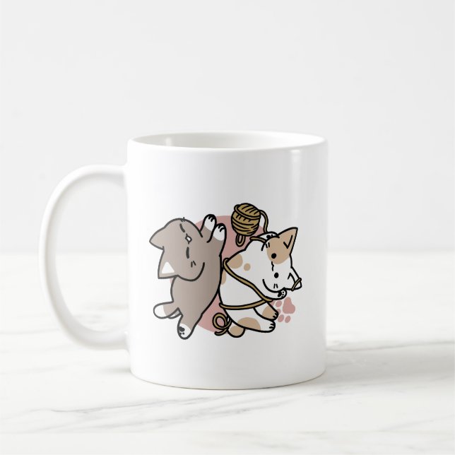 Cute Playful Cats Design – Fun Paws and Play Art Kaffeetasse (Links)