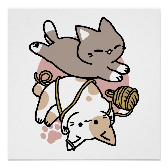 Cute Playful Cats Design – Fun Paws and Play Art Poster (Vorderseite)