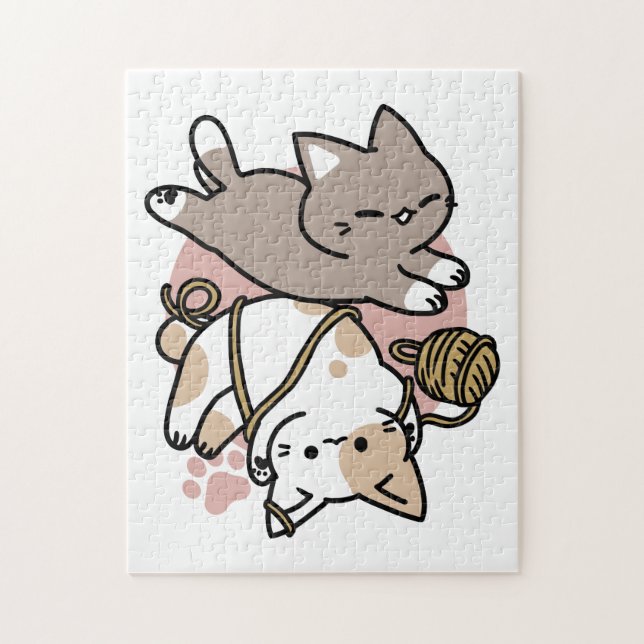 Cute Playful Cats Design – Fun Paws and Play Art Puzzle (Vertikal)