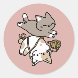 Cute Playful Cats Design – Fun Paws and Play Art Runder Aufkleber