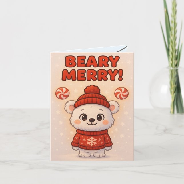 Cute Polar Bear Christmas Karte (Vorderseite)