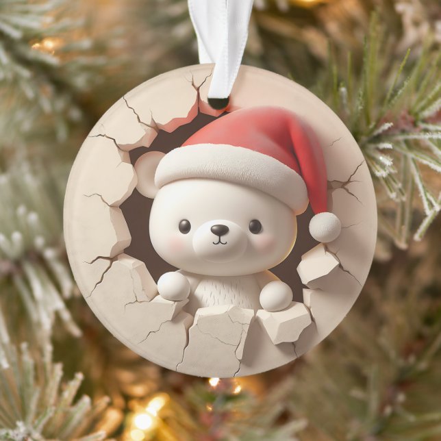 Cute Polar Bear Double-Sided Holiday  Ornament (Baum)