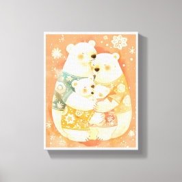 Cute Polar Bear Family Vertical Poster Wall Art Leinwanddruck