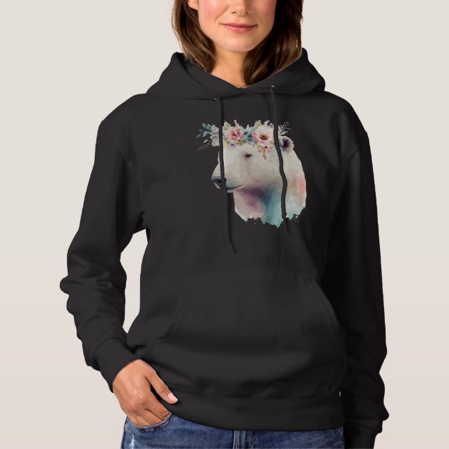 Cute Polar Bear Flower Crown Animal Hoodie (Vorderseite)