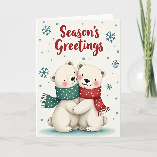 Cute Polar Bear Holiday Card Karte (Vorderseite)