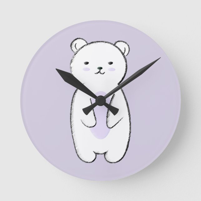 Cute Polar Bear Runde Wanduhr (Vorderseite)
